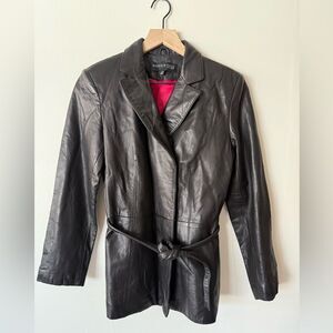 Kenneth Cole Vintage Black Leather Motorcycle Jacket XS - Authentic